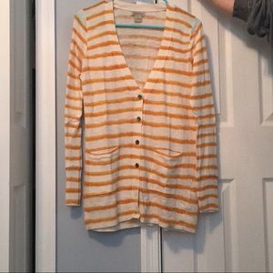 mustard/ white Lucky Brand cardigan